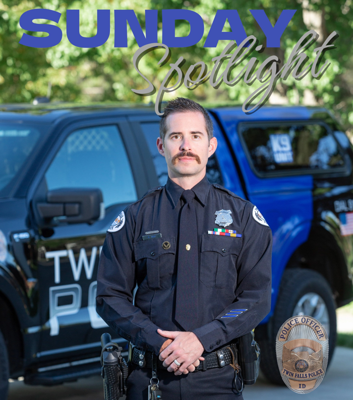 TwinFallsPD's tweet photo. Officer Nay started with us in June 2009 as a Patrol Officer. He currently serves as a School Resource Officer and is an ALERRT Instructor. Thank you, Officer Nay, for your hard work and dedication to the City of Twin Falls. #SundaySpotlight #thankyou #oneteam #TFPD #mustache https://t.co/R6KlID5ycz