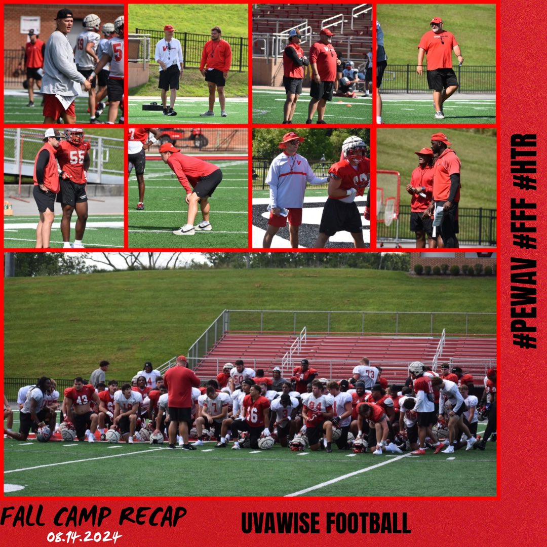 UVAWiseCavsFB's tweet photo. Just wrapped up an epic first week of fall camp! Filled with unforgettable moments, new skills, and a whole lot of fun. Week 2 starts tomorrow! Let’s go! #PEWAV #FFF #HTR https://t.co/I4HYcpHE5C