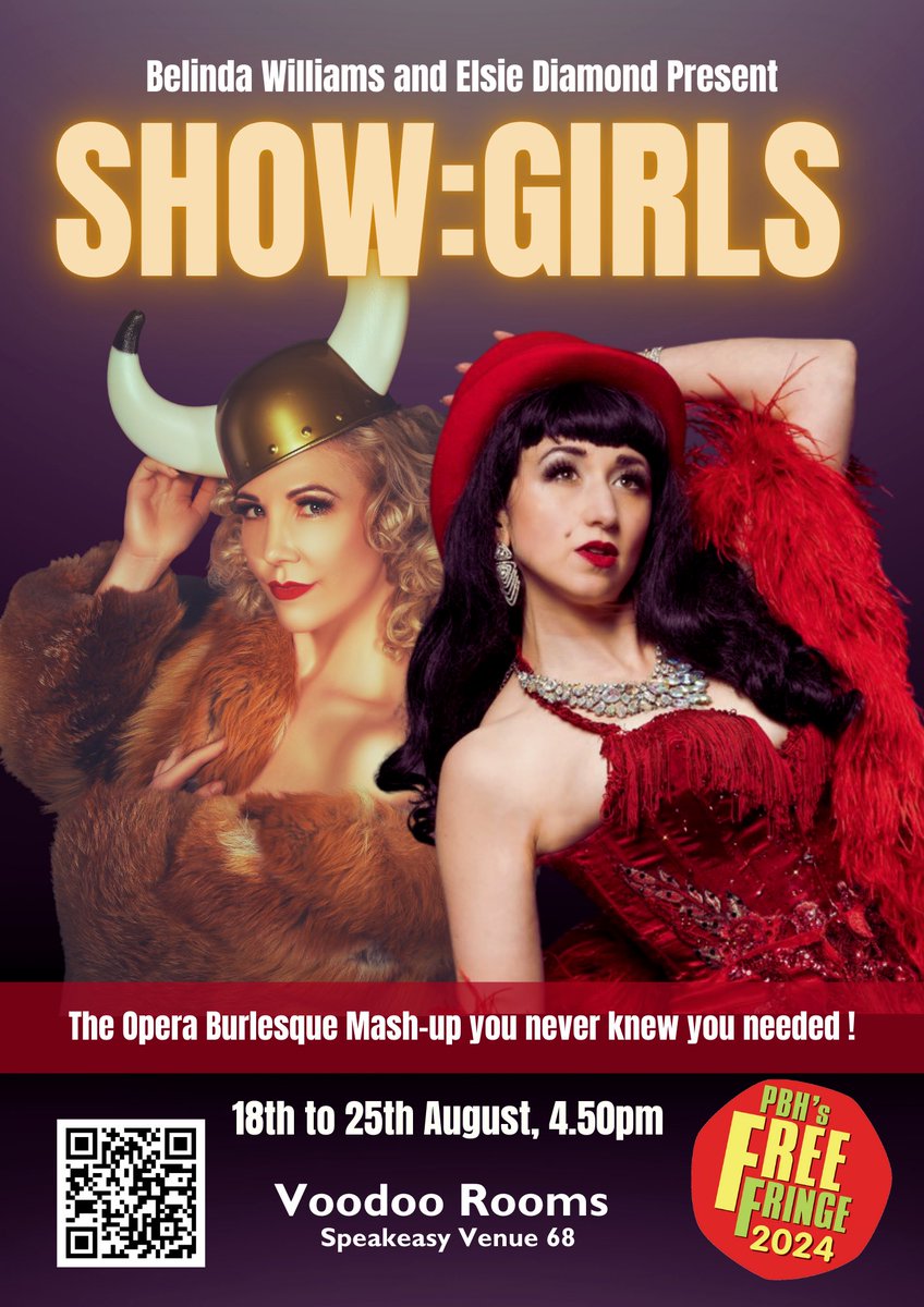 Today our first show 4.50pm <a href="/edfringe/">Edinburgh Festival Fringe</a> <a href="/voodoorooms/">Voodoo Rooms</a> 

Its opera, it's burlesque and it's funny! It's also <a href="/TheFreeFringe/">PBH's Free Fringe</a> so it's free! 

<a href="/belindawills/">Belinda Williams</a> <a href="/ThreeWeeks/">ThreeWeeks Edinburgh</a> #EdinburghFringe #burlesque
