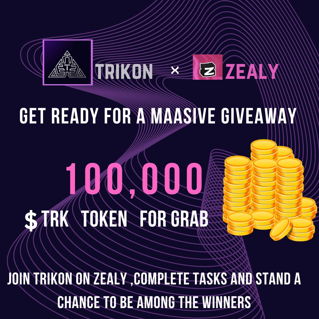 Kingsogbuagu's tweet photo. Join Trikon on zealy.

It's a massive giveaway happening now.
100,000 $TRK will be distributed 

Join and complete tasks to stand a chance to be among the winners.
https://t.co/4uPcPSUlxw
@Litaman7 
@fandkin 
@gandgoh 

#Trikon https://t.co/tuImcZiALd