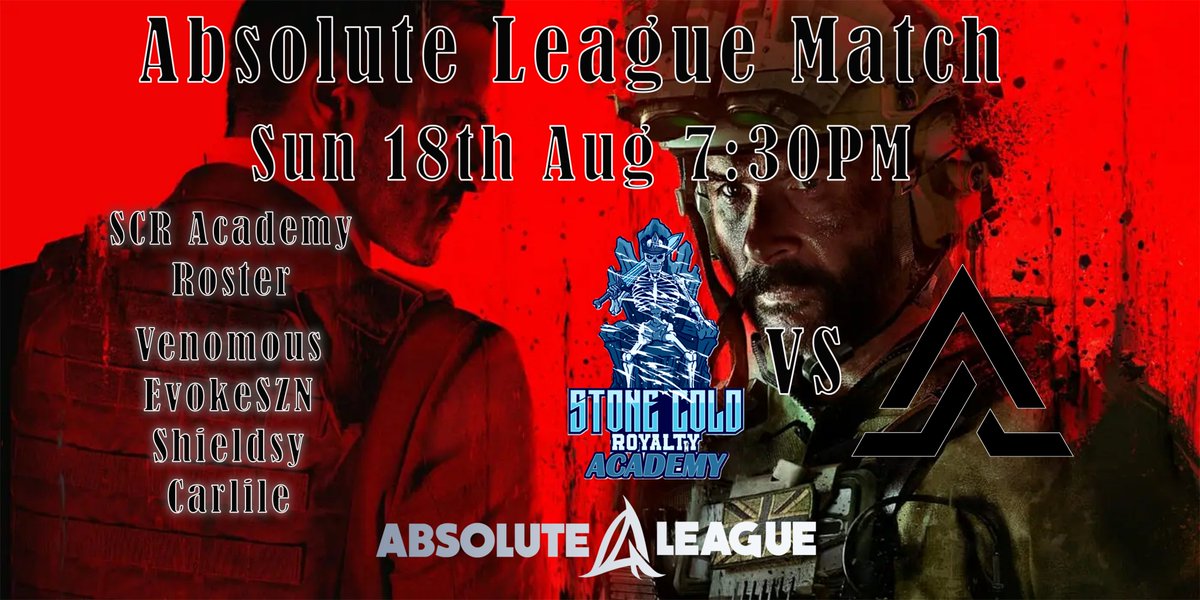 Stone Cold Royalty (@stonecoldroyal) on Twitter photo So tonight SCR Academy take on the top of the group Ascension Black.
Big test for the Academy Team tonight lets go get that W lads.
Kick-off: 7:30pm
Caster: twitch.tv/casterbaldmang…
Roster
<a href="/Daniellee150294/">Daniel lee</a>
<a href="/Weloveyousteve0/">EvokeSZN</a>
<a href="/glens1997/">Glen Shields</a>
<a href="/chriscarlile12/">chris carlile</a> So tonight SCR Academy take on the top of the group Ascension Black.
Big test for the Academy Team tonight lets go get that W lads.
Kick-off: 7:30pm
Caster: twitch.tv/casterbaldmang…
Roster
<a href="/Daniellee150294/">Daniel lee</a>
<a href="/Weloveyousteve0/">EvokeSZN</a>
<a href="/glens1997/">Glen Shields</a>
<a href="/chriscarlile12/">chris carlile</a>