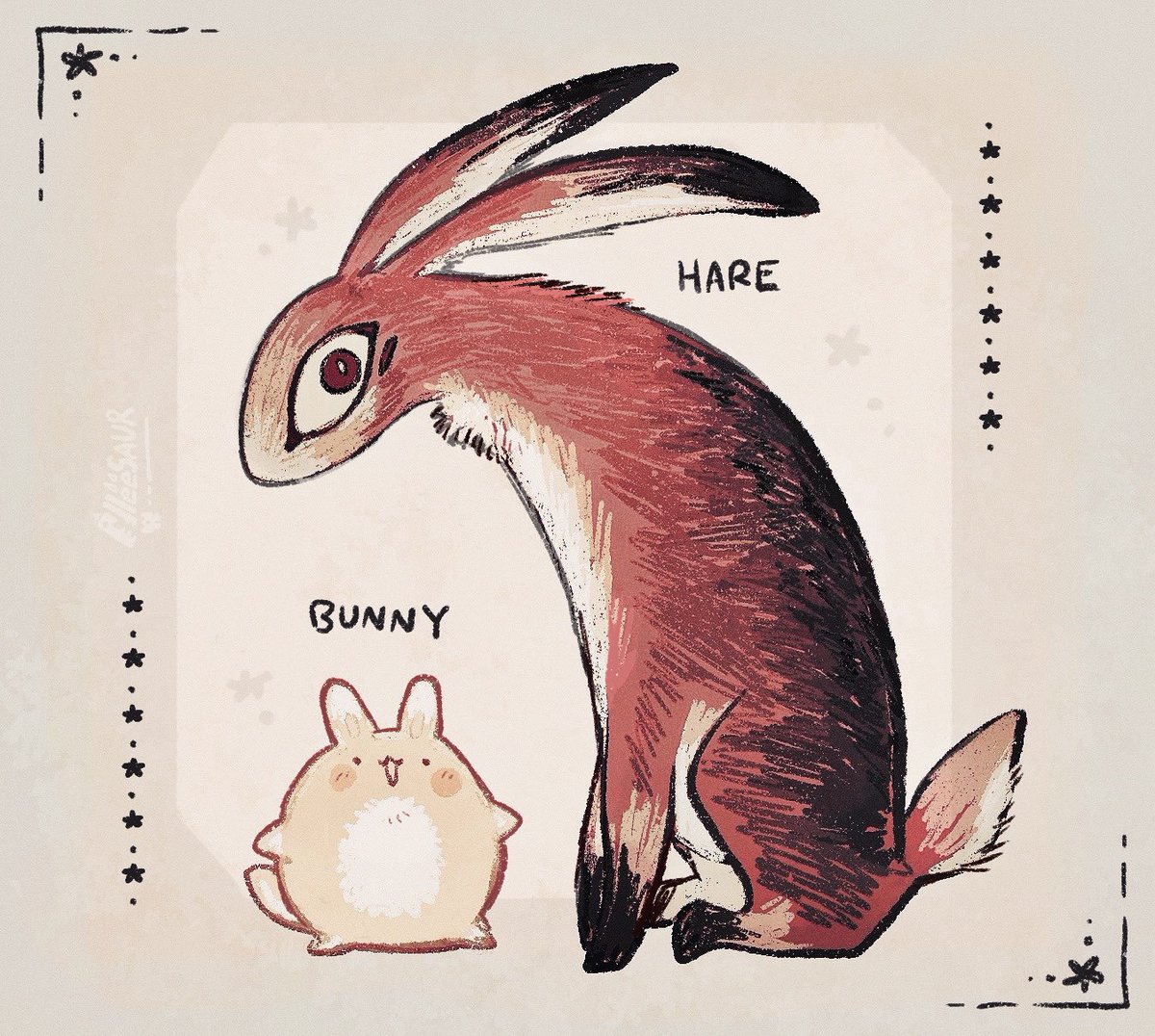 alleesaur's tweet image. doodling a bunny vs doodling a hare