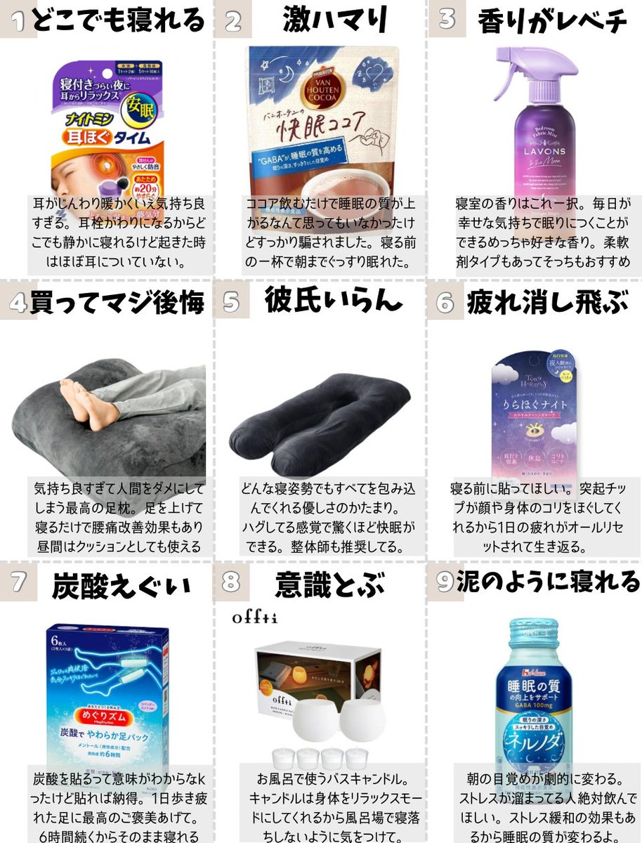睡眠不足は美容の天敵。誰でものび太くんのように0.93秒で寝れる快眠アイテムまとめました✍️