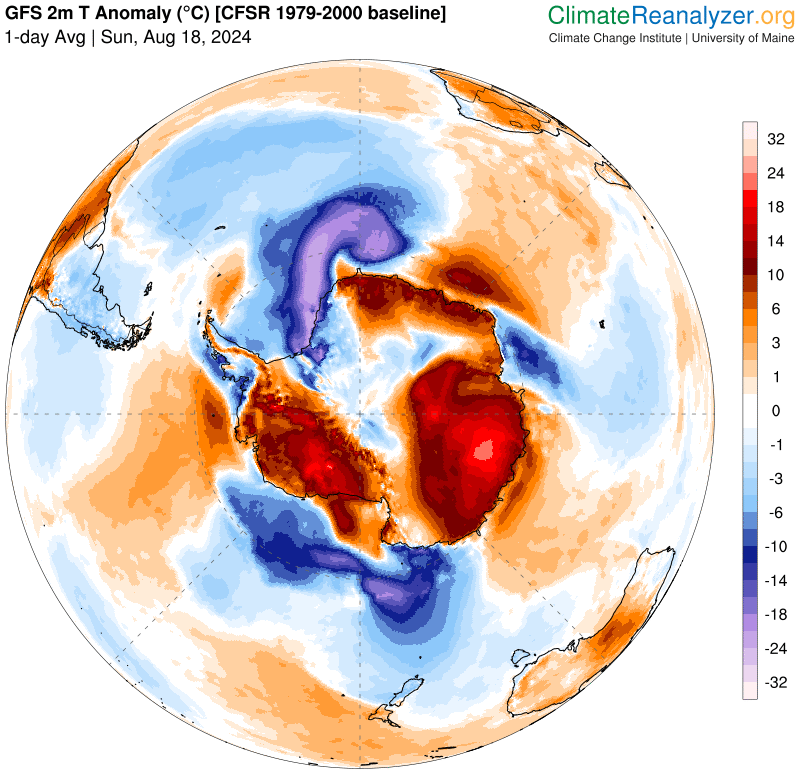 rdlarter's tweet photo. The winter heatwave in Antarctica is continuing for a second month, and presently the heat anomalies have settled over West Antarctica and and the sector of East Antarctica centred on Totten Glacier. 
1/2 https://t.co/1GNPY4h8PA