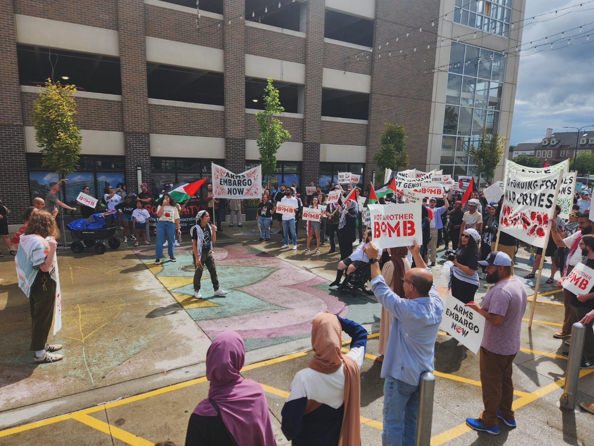 DannySolidarity's tweet photo. Dearborn Rises for Palestine —#NotAnotherBomb National Day of Action ✊🏼✊🏼✊🏼 Protestors rallied at Ford Field Park and marched on Michigan Ave. to demand justice for Gaza. Our message is crystal clear: STOP the genocide and cut off U.S. arms to Israel immediately! https://t.co/6z9KUI1siM