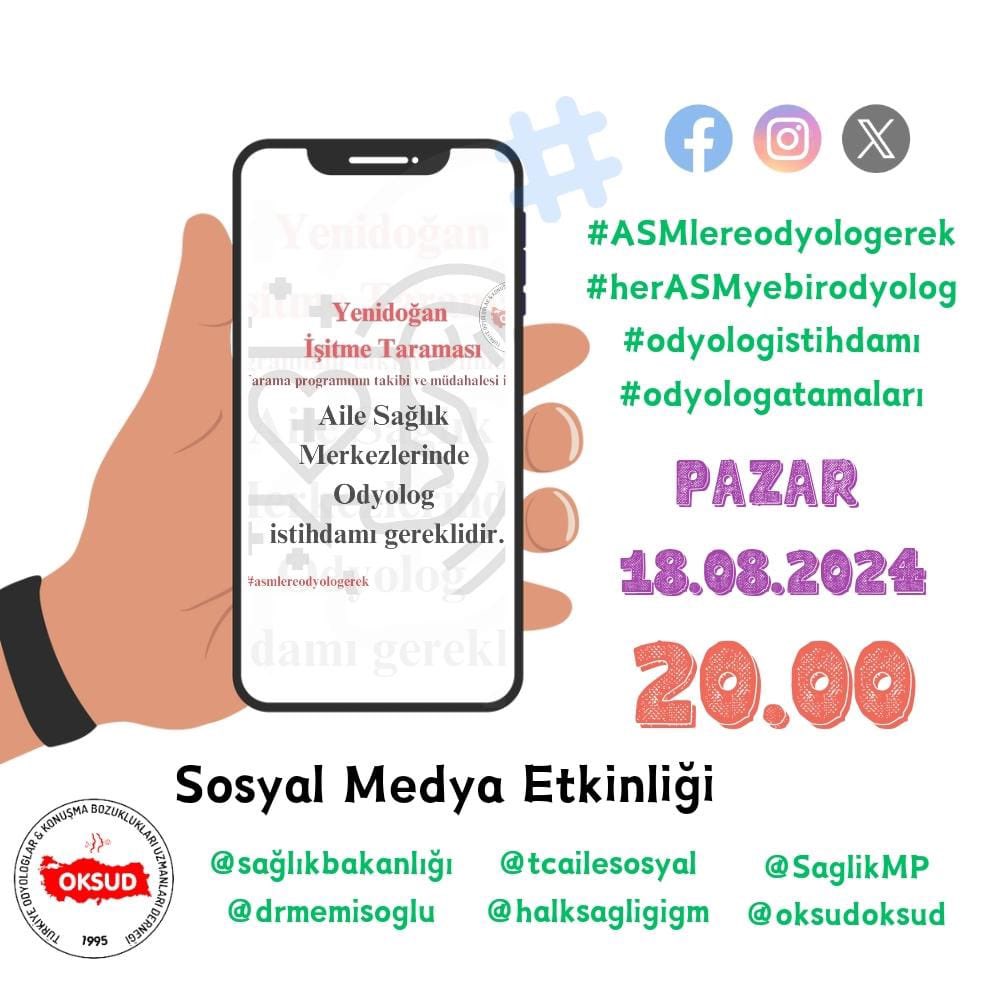 #ASMlereodyologerek
#herASMyebirodyolog
#odyologistihdamı
#odyologatamaları <a href="/saglikbakanligi/">T.C. Sağlık Bakanlığı</a>  <a href="/drmemisoglu/">Prof. Dr. Kemal Memişoğlu</a> <a href="/tcailesosyal/">T.C. Aile ve Sosyal Hizmetler Bakanlığı</a> <a href="/halksagligigm/">Halk Sağlığı Genel Müdürlüğü</a> <a href="/oksudoksud/">Oksudoksud</a> <a href="/SaglikMP/">Sağlık Meslekleri Birliği</a>