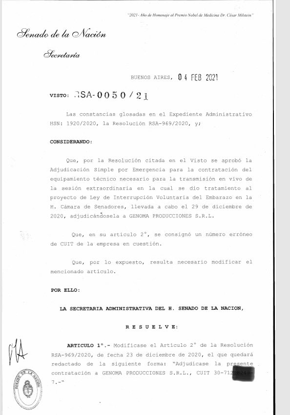 Así que Tamara Pettinato declaró muy compungida que nunca tuvo un contrato de Nación? Mira vos. Les dejo esto por acá. Vean como el Senado de la Nación contrató en 2021 a GENOMA PRODUCCIONES, Productora de Tamara Pettinato. Señores, máxima difusión para que todos vean como