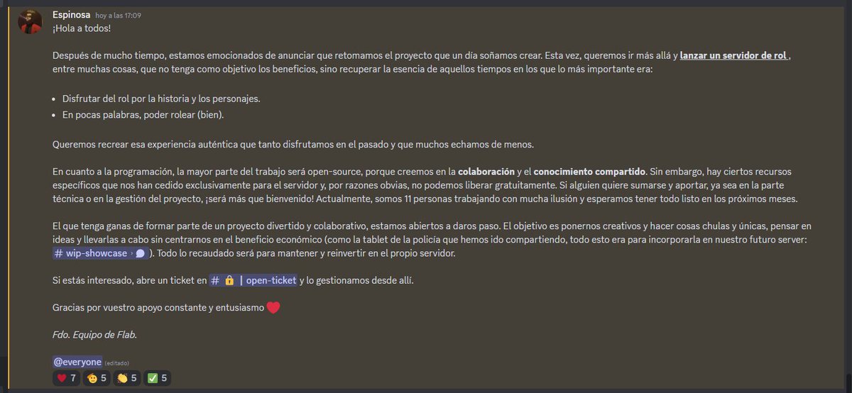 Importante tener en cuenta:

• La información del servidor la revelaremos en unas semanas.
• El servidor será cerrado y solo por invitación.
• Solo podrán acceder 300 personas en el primer formulario, luego ya no habrá más formularios.

Lista de espera: forms.gle/idNRWHxqPym4Cu…