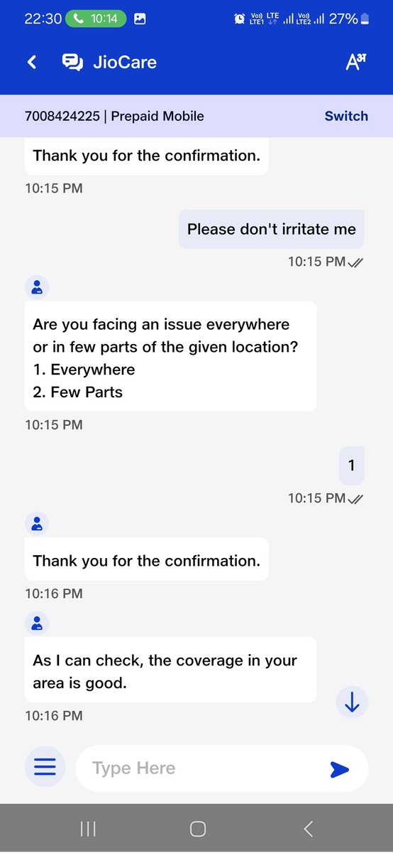 NrupatiD's tweet photo. @JioCare Please take care of this https://t.co/wra3ya4UAV