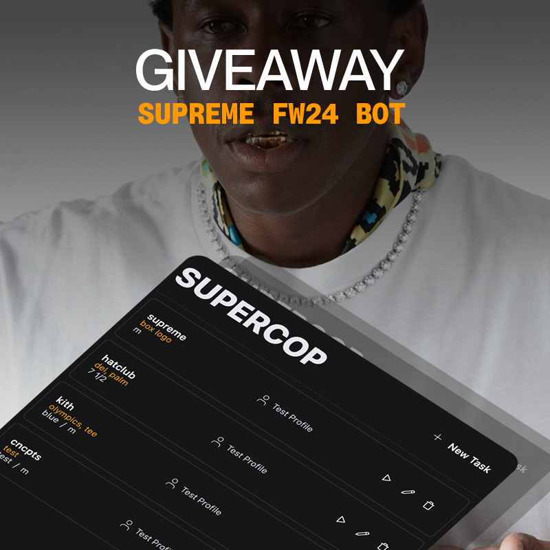 SuperCopBot's tweet photo. ✨ Giveaway ✨
Enter to win a Supreme Bot for FW24 🚀

- Retweet 
- Follow @SuperCopBot
 
https://t.co/UMoPshspDR
Winner chosen at random tomorrow! https://t.co/zNwX7o8XtE