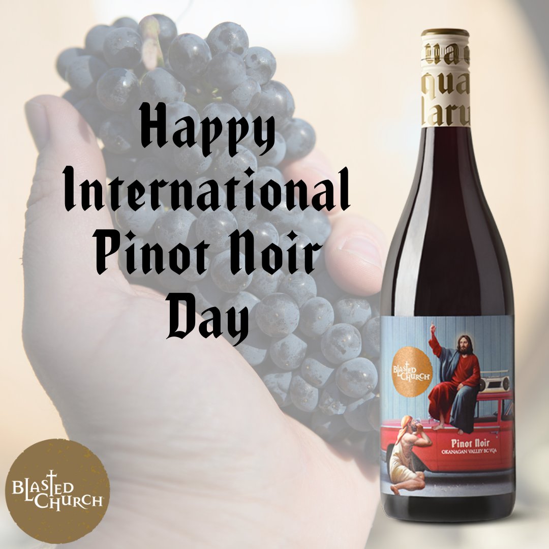 BlastedChurch's tweet photo. Hallelujah!! It's International Pinot Noir Day!!๐
#nationalpinotnoirday
We hope you've got a bottle of our Pinot in your cellar you are going to open to celebrate, as we're sold out at the winery!
Pour unto others and celebrate #PinotNoir ! Cheers ๐ท
#bcwine #explorebcwine https://t.co/05GjWOSrsI