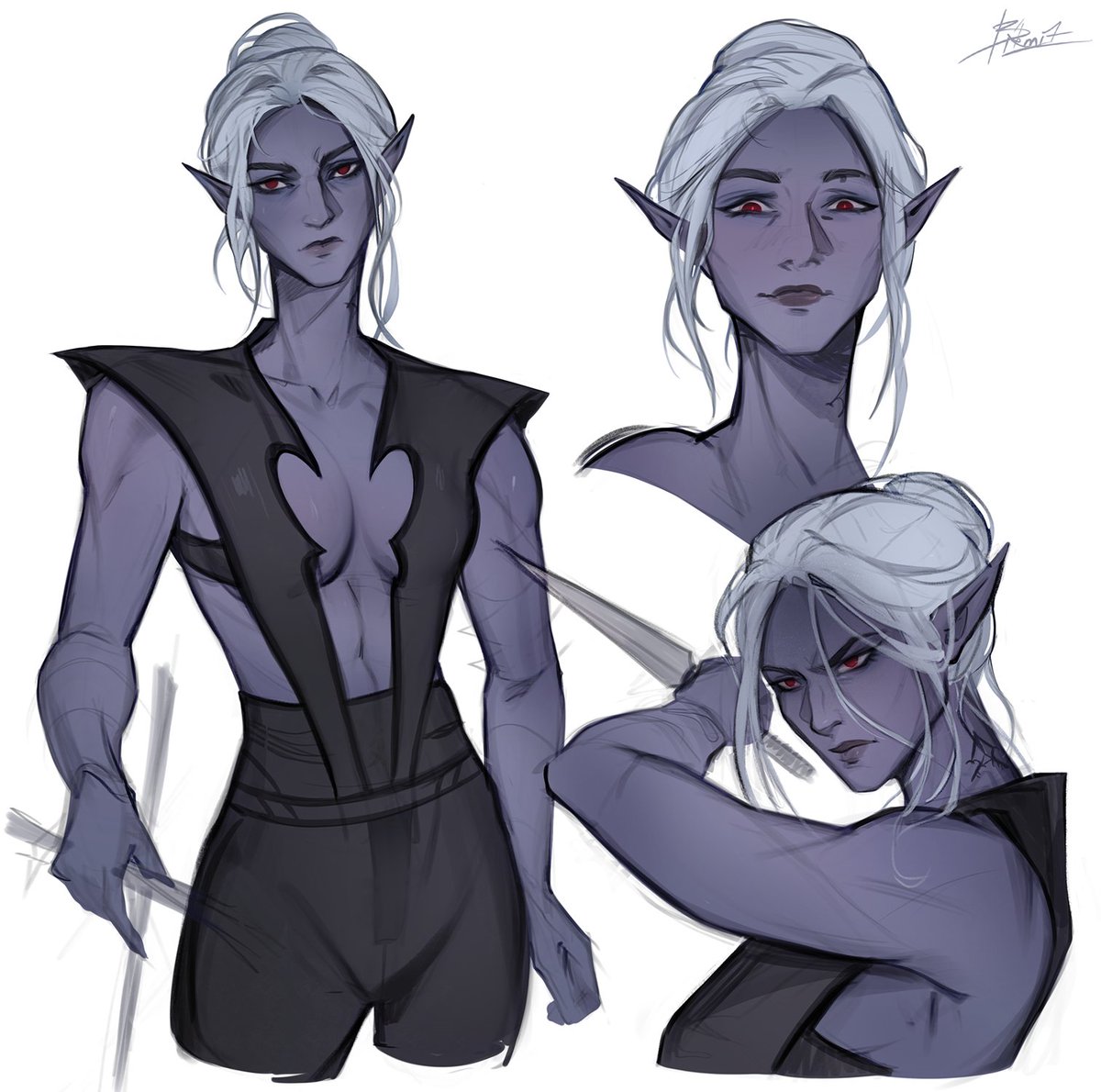 Minthara quick doodles cause we finally recruited her and i love this drow woman 🕷️💜