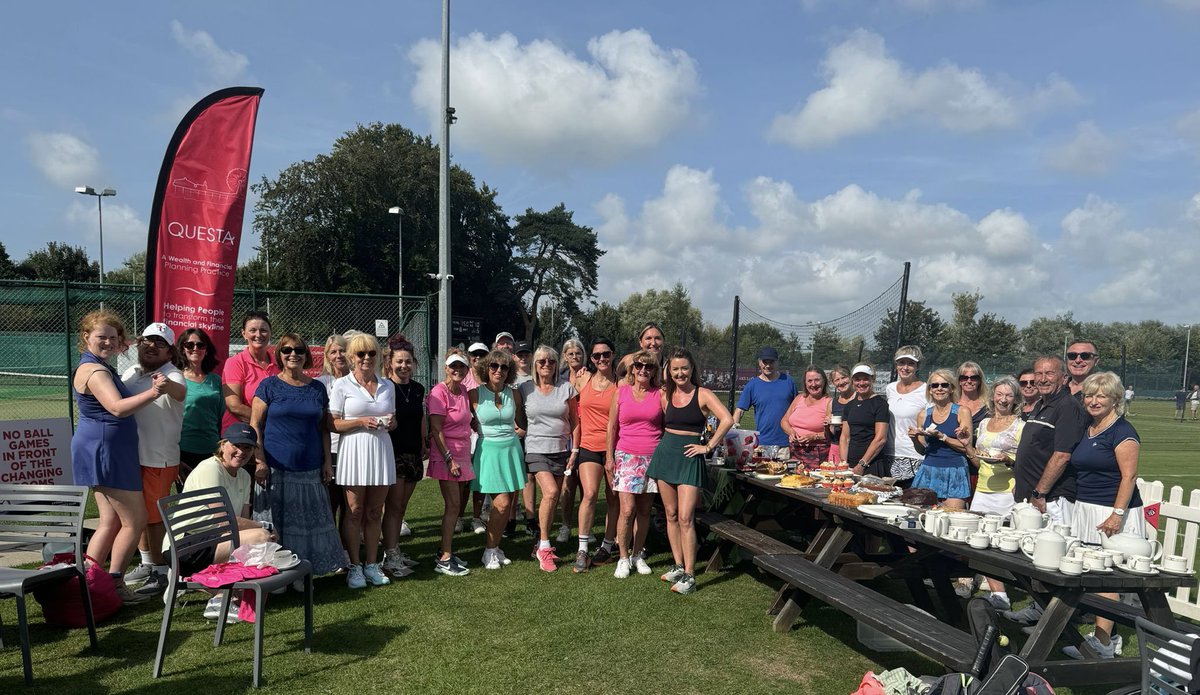 LythamTennis's tweet photo. Another fabulous fundraising event at the club today with home-made cakes ,cups of tea  and wine for those in need!!  £500 raised for breast cancer care @breastcancer 
Brian and Becky were winners of the American tournament 👏 🎾
Well done, ladies at  @LythamTennis https://t.co/FG9qNOykT9
