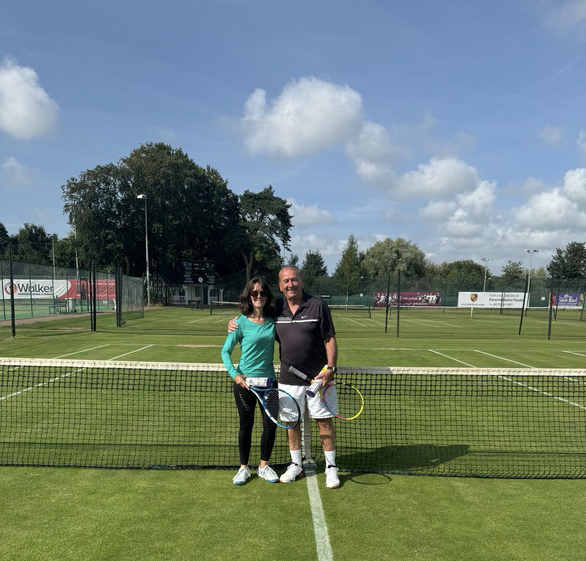 LythamTennis's tweet photo. Another fabulous fundraising event at the club today with home-made cakes ,cups of tea  and wine for those in need!!  £500 raised for breast cancer care @breastcancer 
Brian and Becky were winners of the American tournament 👏 🎾
Well done, ladies at  @LythamTennis https://t.co/FG9qNOykT9