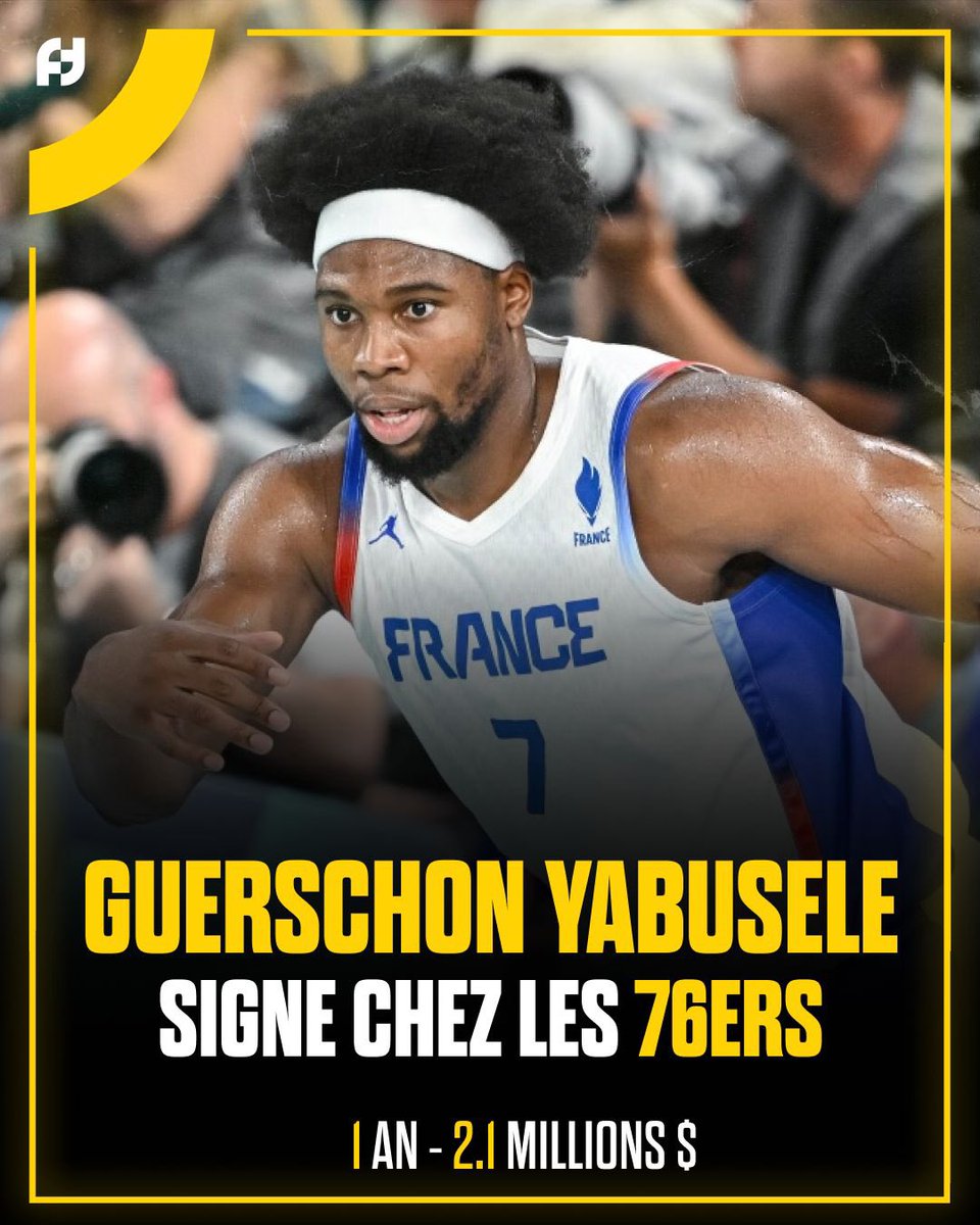 FirstTeam101's tweet photo. GUERSCHON YABUSELE RETROUVE LA NBA 🔴🔴

Il signe aux 76ers pour une 1 saison (2.1 M$) ! https://t.co/9hunMgkUtv