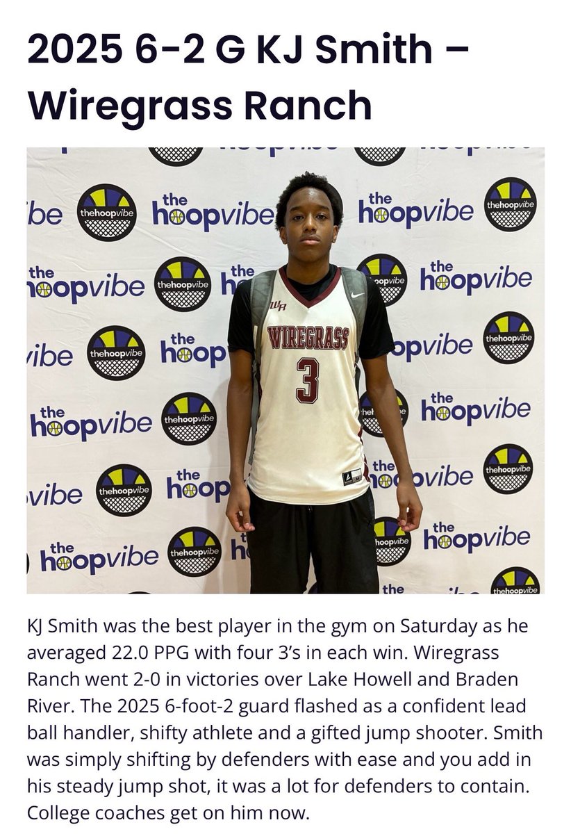 thekjsmith's tweet photo. Thank you @thehoopvibe for the write up and for recognizing me as a Hoop Vibe Fall League Week 1 standout! Go Bulls!

@Wiregrassbball @RossVDG14 @HSSportsFL @coach_bianchi @BTIElite https://t.co/N5RoX9n6im