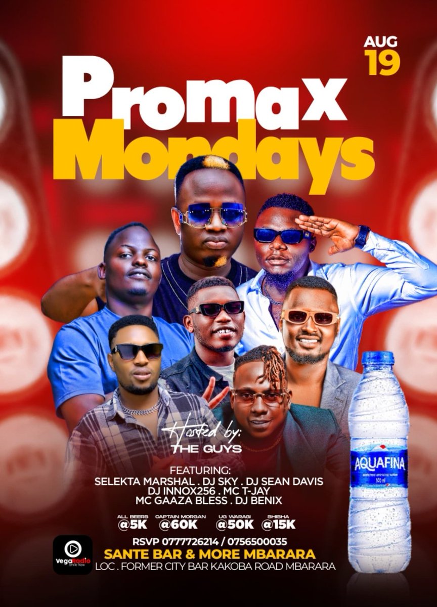 256Counselor's tweet photo. Twasimbula Lets start The Week in style. Pro Max Mondays @Sante bar and more mbarara https://t.co/IYLipfBmyp