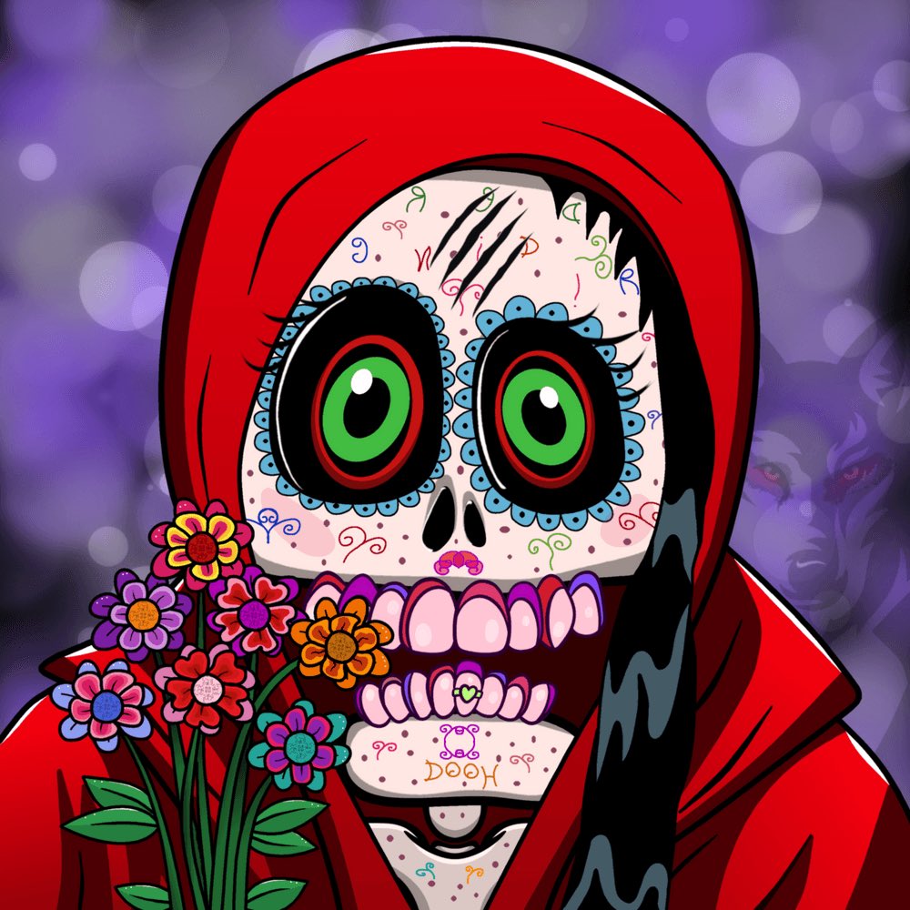 Hi #NFTfamily 👋
Happy Sunday☀️👍

‼️Bored Skull Artists‼️

✅Custom Reveal✅

<a href="/Elegit2021/">Elegit</a> won a free custom in our mega secondary event🎁☠️

Here it is, Red Riding Hood Custom BSA💃🐺💀🖤‼️

Hold 13 BSA to get a free custom too or join our daily rumbles on Discord to win a