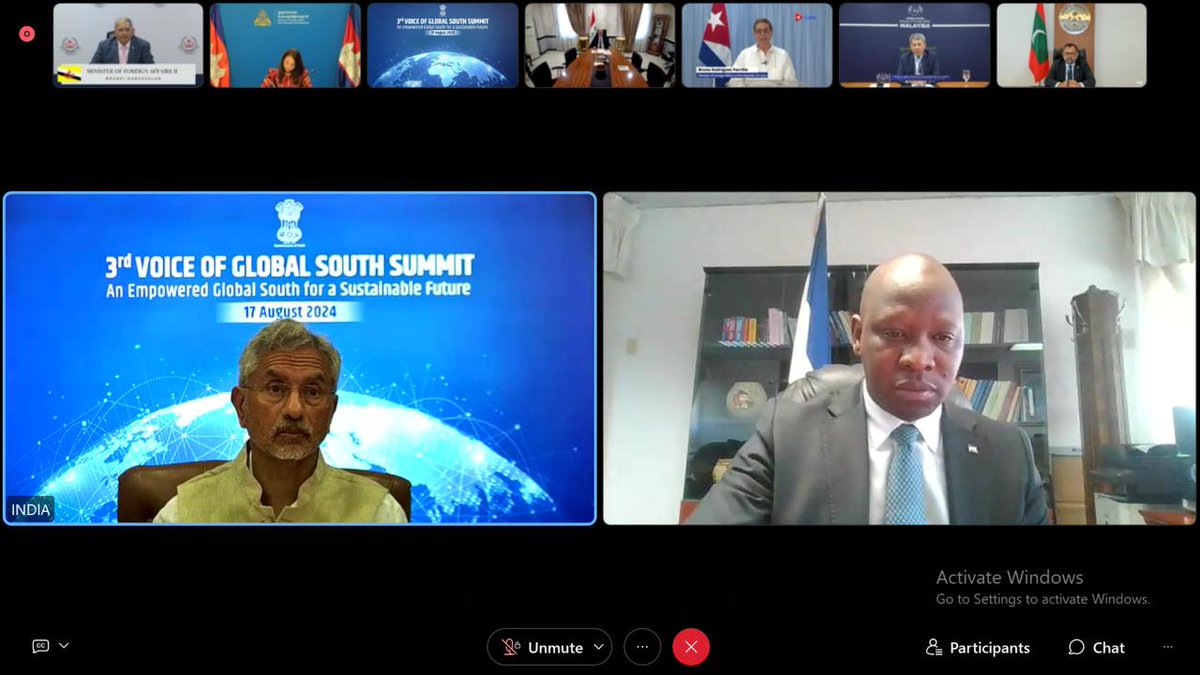 hci_pretoria's tweet photo. India hosted 3rd Voice of Global South Summit on 17Aug'24. High Commission thanks HE Mr Lejone Mpotjoana, Hon Minister of Foreign Affairs and Int’l Relations, Kingdom of Lesotho for his insightful remarks, enriching discussions at Foreign Ministers’ Session-I
@MEAIndia
#VoGSS https://t.co/HsvUTF6Sso