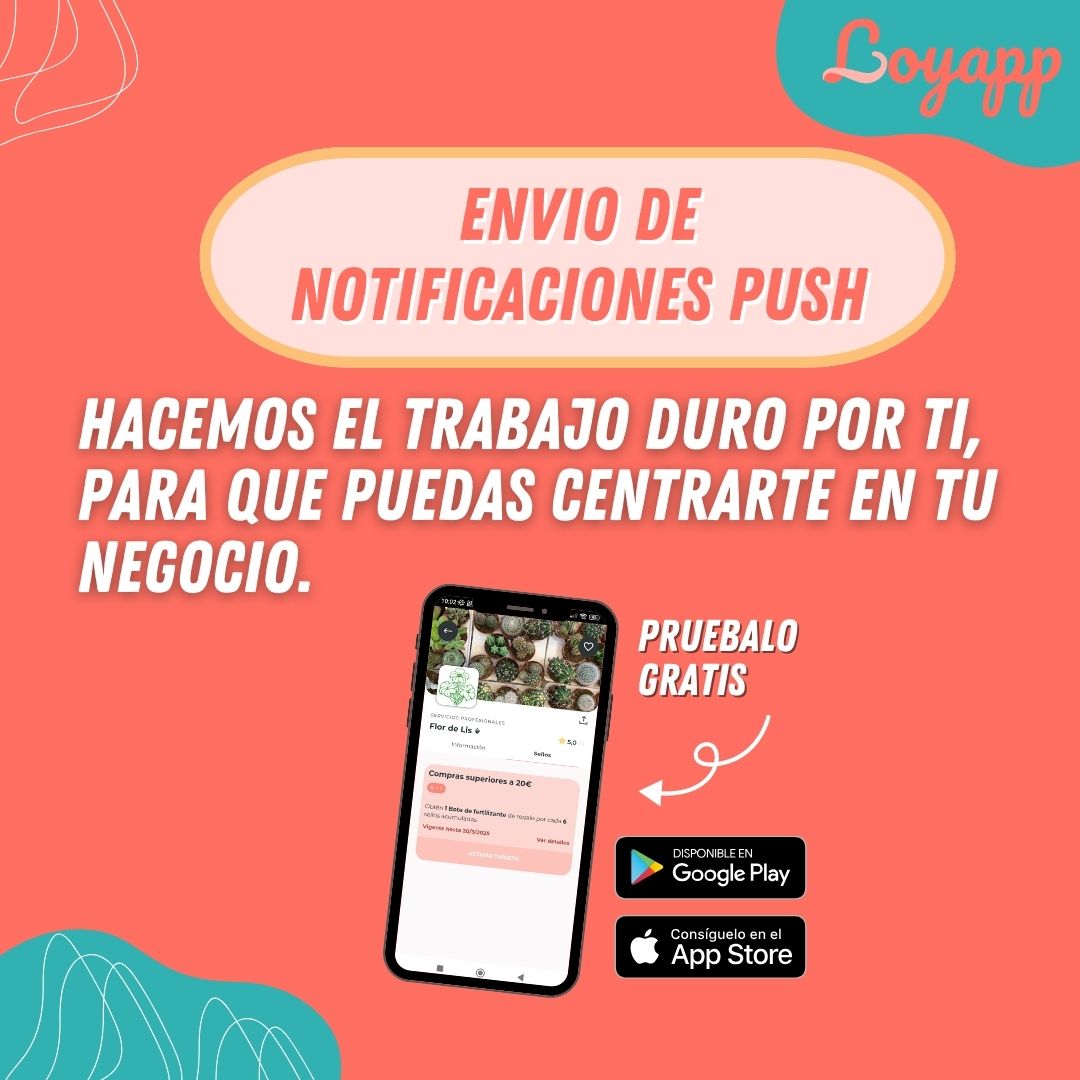📲✨ ¡Loyapp Hace el Trabajo Duro por Ti! ✨📲
Con Loyapp, el envío de notificaciones push es automático y efectivo. Mantén a tus clientes informados y comprometidos sin esfuerzo adicional.
