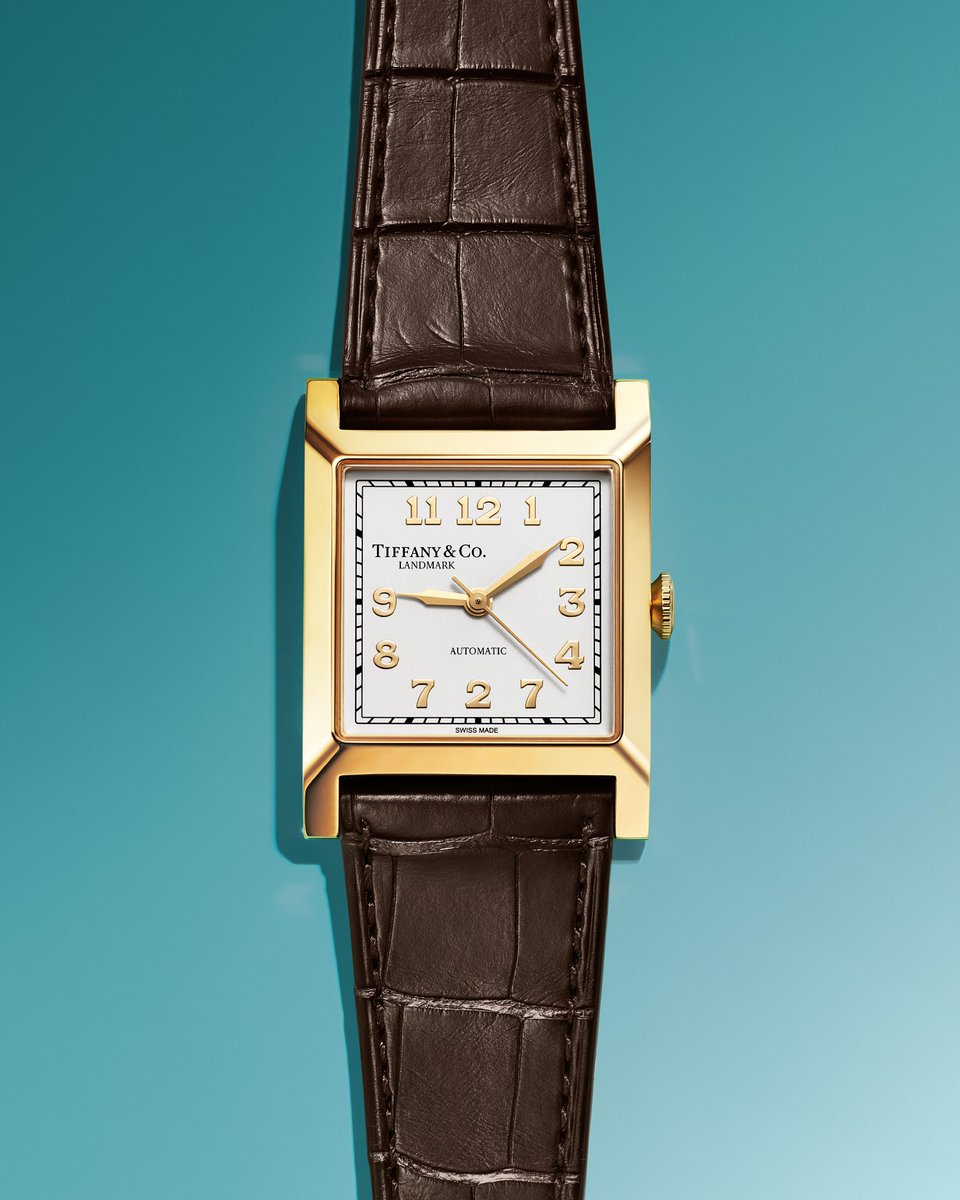 The 18k yellow gold Tiffany & Co. Union Square watch features