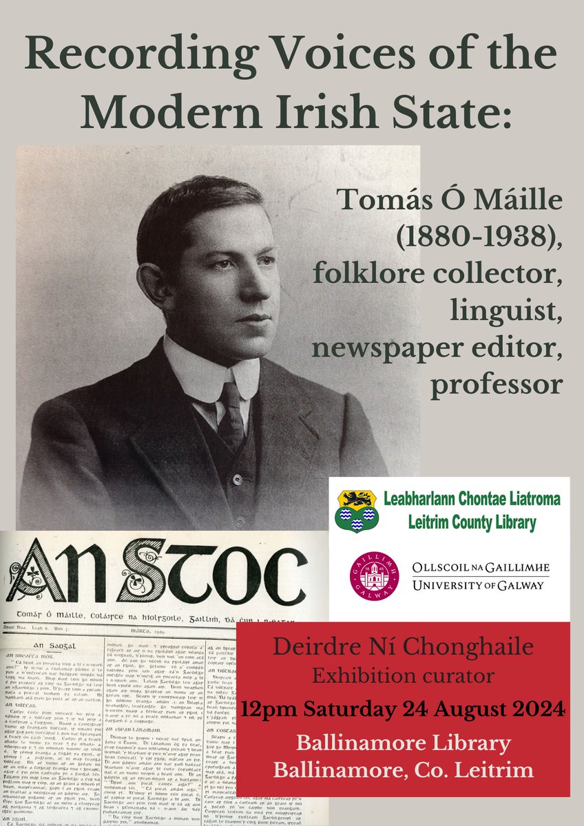 AranSongs's tweet photo. Sat 24 August 12pm, lecture to coincide w/ #AnMáilleach exhibition currently showing in Ballinamore Library @leitrimcoco. Saor in aisce, fáilte roimh chách #Gaeilge #oidhreacht #dúchas #heritage #audioarchives https://t.co/jrG4i6tuUI