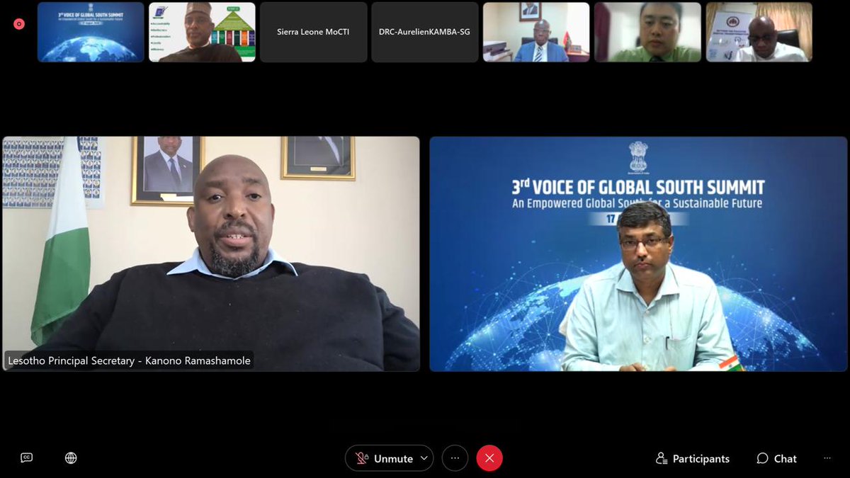 hci_pretoria's tweet photo. High Commission thanks HE Mr Kanono L Ramashamole, Principal Secy, Ministry of Info., Communications, Science Technology and Innovation, Kingdom of Lesotho for his insightful remarks, enriching discussions at Information & Technology Ministers’ Session of VOGSS 3
@MEAIndia
#VoGSS https://t.co/hckj0wDOef