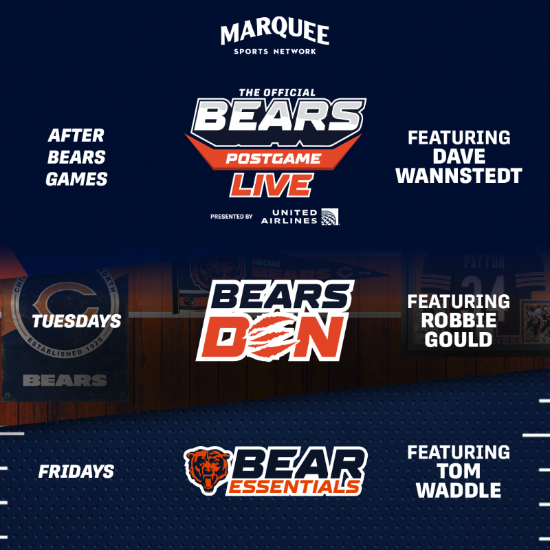 WatchMarquee's tweet photo. Robbie Gould and Dave Wannstedt are joining Marquee's Bears coverage!

@BearsMarquee
