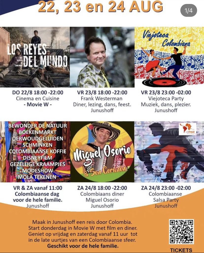 Vanaf aankomende donderdag is er een 3 daags feest! Dit is het Colombia festival. Hier is op donderdag een bijpassende film van Movie W, vrijdag een lezing en een partyyyy. Zaterdag is er dan een Colombiaans diner &amp; een salsa party. Ga lekker cultuur proeven, luisteren en zien!