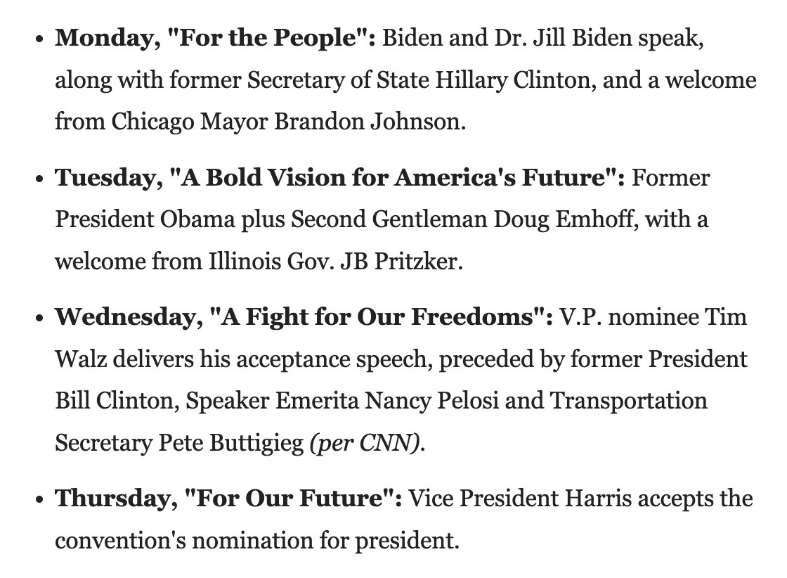 Via <a href="/axios/">Axios</a>, here are the DNC's night-by-night themes: