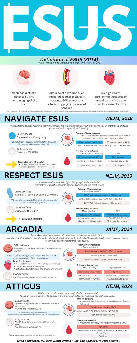 Mica Schachter, MD 🇺🇲🇦🇷 (@neurona_critica) on Twitter photo Embolic Stroke of Undetermined Source (ESUS) - thank you so much <a href="/SposatoL/">Luciano Sposato 🇦🇷🇨🇦</a> 🇦🇷
#neurotwitter #neurology #stroke #MedEd Embolic Stroke of Undetermined Source (ESUS) - thank you so much <a href="/SposatoL/">Luciano Sposato 🇦🇷🇨🇦</a> 🇦🇷
#neurotwitter #neurology #stroke #MedEd