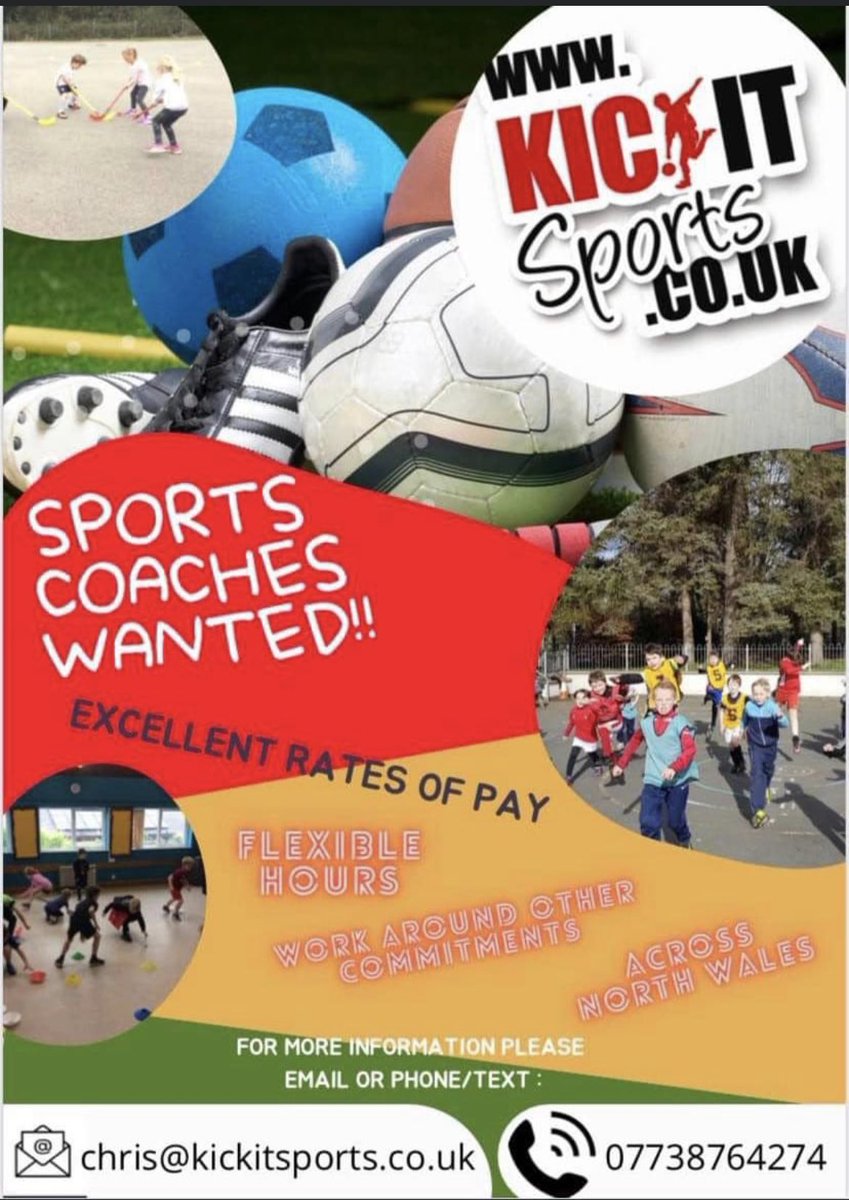kickitsc's tweet photo. Sports Coaching Jobs starting in September

LOOKING FOR NEW FOOTBALL &amp; SPORTS COACHES WHO CAN DRIVE

Are you interested in sports or football?

Please get in touch if you are interested, either:
email: chris@kickitsports.co.uk
tel/text: 07738764274
(or message us on here) https://t.co/9hcqvkZ3Jz