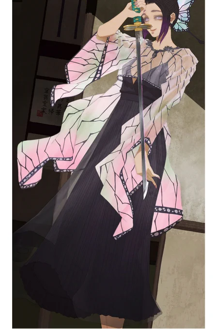 ドレスを着た胡蝶しのぶ 