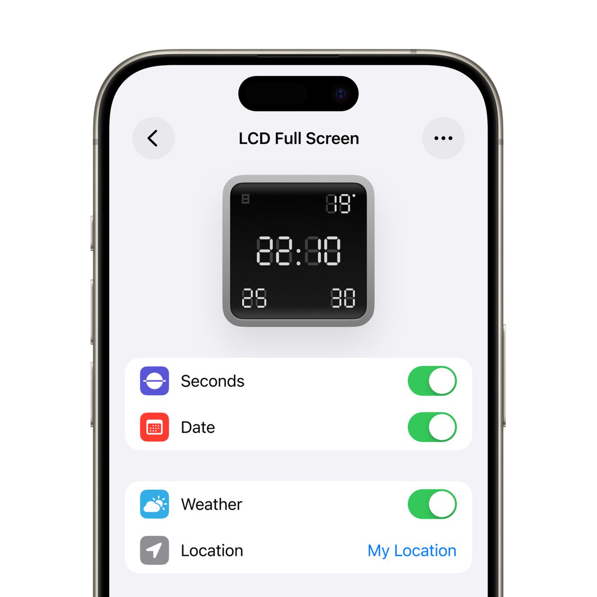 Full screen, full control.

“LCD Full Screen” clock face is now available.

Download now: apple.co/46djXZO

-

Share your Home Screen with <a href="/handstime_app/">Hands Time</a> to express yourself.

#iOS18