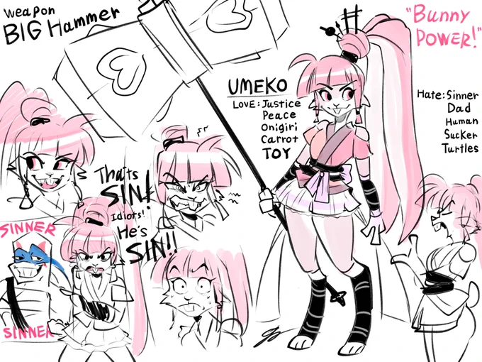 She is self-centered, overbearing, and has a misplaced sense of the value of justice. That is..."Umeko"!🩷🐇

She...is passionate about having Leo absolved of crime he has committed! 🔨 