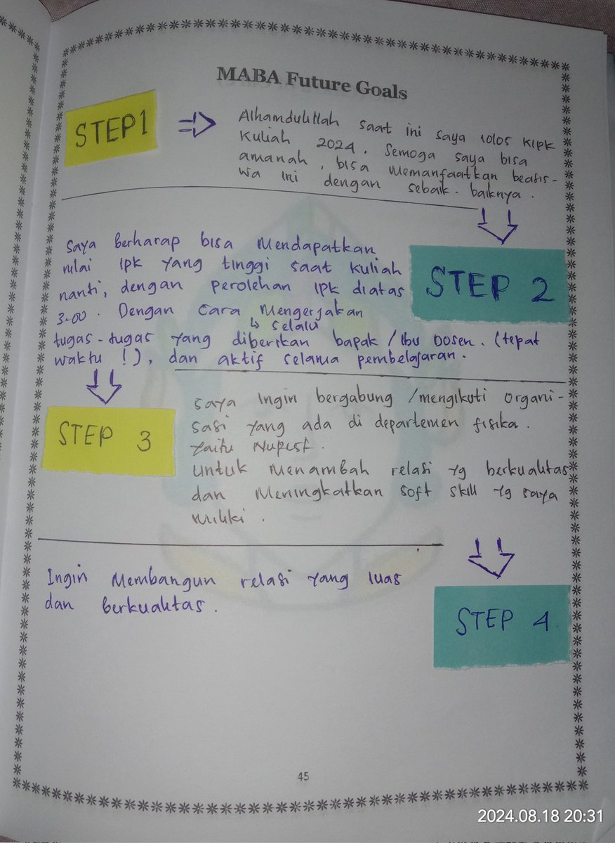 triambarrr's tweet photo. MABA Future Goals
#PKKMBUM2024 
#BEMUM2024 
#universitasnegerimalang https://t.co/IPjf1sxuP8