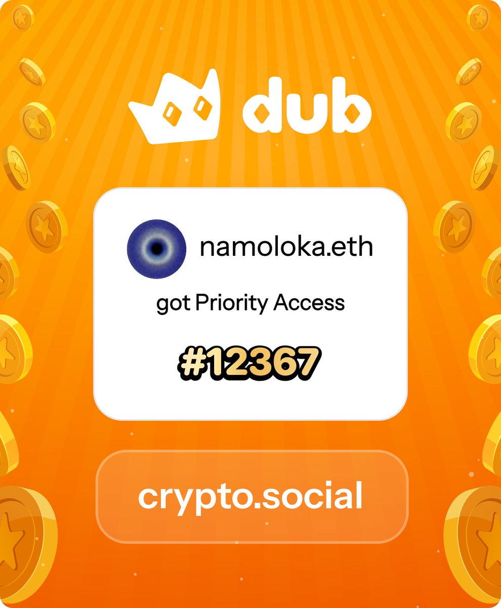 I just got Priority Access to Dub! Let’s make memecoins PvE again. Get in early™. dub.social