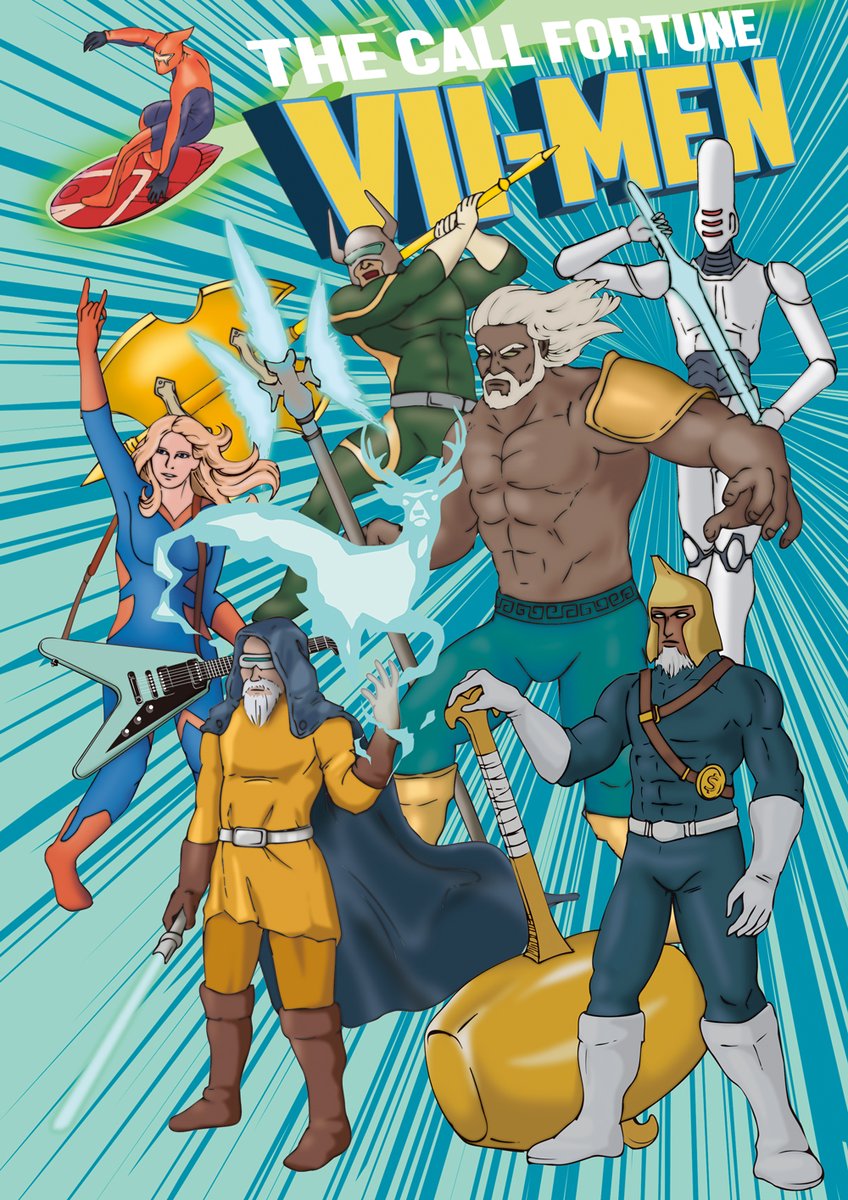 マーベルDCやらゲームのキャラやらいろいろ参考にしたアメコミ風七福神
