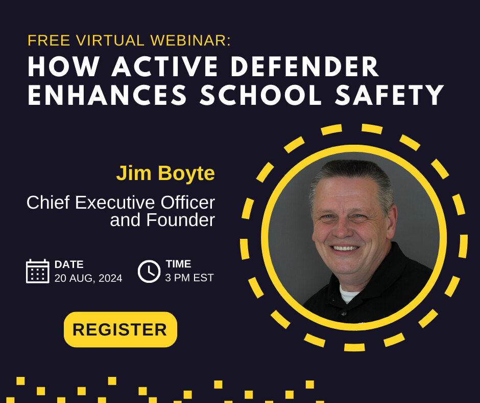 active_defender's tweet photo. Join our live webinar on August 20th, 2024, at 3 PM EST and watch Jim, CEO and Founder of Active Defender, give a demonstration and explain the unique features that sets #ActiveDefender apart. #ADWebinar #SchoolSafety

Register for FREE at https://t.co/FW97bh2I8J. https://t.co/mdAtEiNQTt