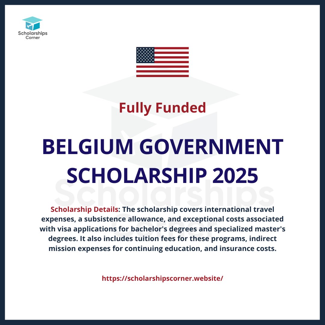 Belgium Government Scholarships 2025-26 | Fully Funded 

Link: scholarshipscorner.website/ares-scholarsh…

Deadline:  October 18, 2024 at 12pm .

Credit to: The Academy for Research and Higher Education (ARES)

#ScholarshipsCorner #Scholarships #StudyAbroad #Scholarships