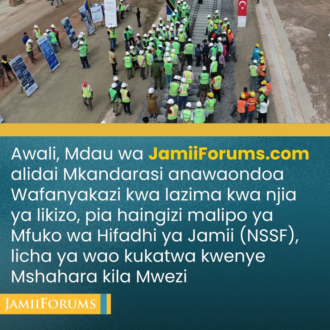 JamiiForums's tweet photo. Baada ya Mdau wa https://t.co/dDd21Ugmlv aliyedai Mkandarasi anawaondoa Wafanyakazi kwa lazima huku akiwa haingizi malipo ya NSSF, #YapiMerkezi imesema mafanikio na kuanza kwa Treni ya SGR katika Lot-1 na Lot-2 (Dar-Moro na Moro-Dodoma) yamesababisha kupungua kwa idadi ya Wafanyakazi wanaohusika na ujenzi wa mradi huo
Taarifa ya Yapi imeeleza “Tunapanga kuwatumia kwenye miradi mipya inavyoibuka ili ujuzi wao na uzoefu uendelee kutumika, hakuna atakayefutwa bila kulipwa stahiki zake ikiwemo michango ya NSSF. Tunathamini sana juhudi zao, tunaendelea kuwasaidia kipindi hiki cha mpito.”
Soma https://t.co/ZcoJXJzYa7
#JFUwajibikaji #ServiceDelivery #Governance #JamiiForums