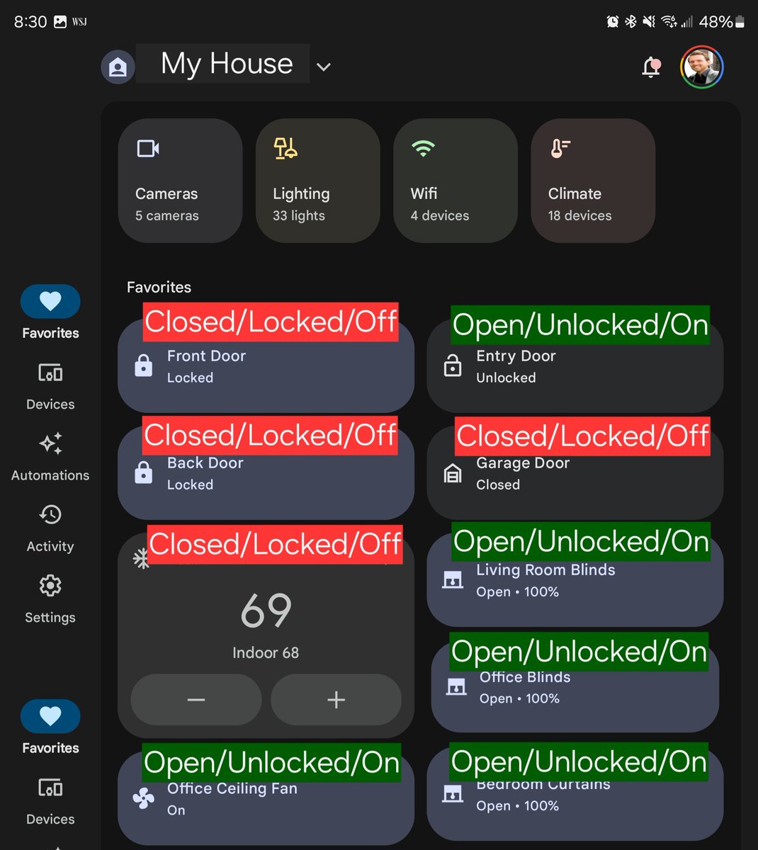 kplus87's tweet image. I have 86 Smart home devices in Google Home.

@madebygoogle please, PLEASE fix the inconsistency in display states and improve scannability.

It's a small change that would be a huge UX improvement.

@google @googlenest #SmartHome 🙏