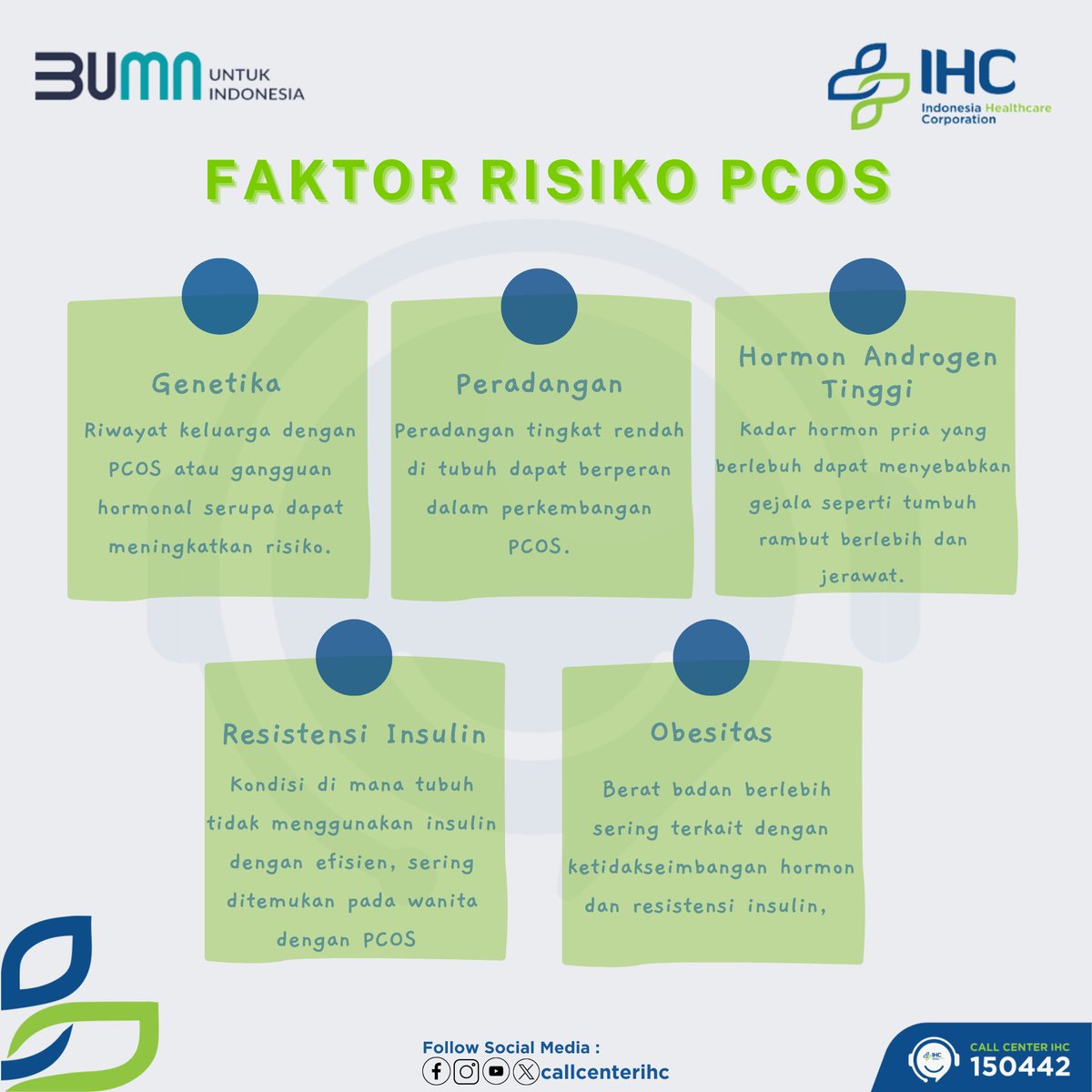 callcenterihc's tweet photo. PCOS adalah gangguan hormon yang memengaruhi ovarium. Konsultasikan selalu kesehatan Anda dengan dokter untuk mendapatkan saran yang tepat.

#BUMNuntukIndonesia
#PertamedikaIHC
#EnergizingYourHealth
#CallCenterIHC https://t.co/BJufuJmc87