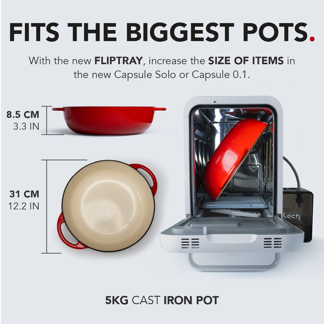lochelectronics's tweet photo. Got big pots? No problem! With the new Flip Tray in the Capsule Solo or Capsule 1.0, you can now fit items up to 31cm in diameter. Perfect for those larger kitchen essentials! 🍲✨ Grab yours on Kickstarter today! #capsulesolo #Kickstarter https://t.co/jK04kX6NKD