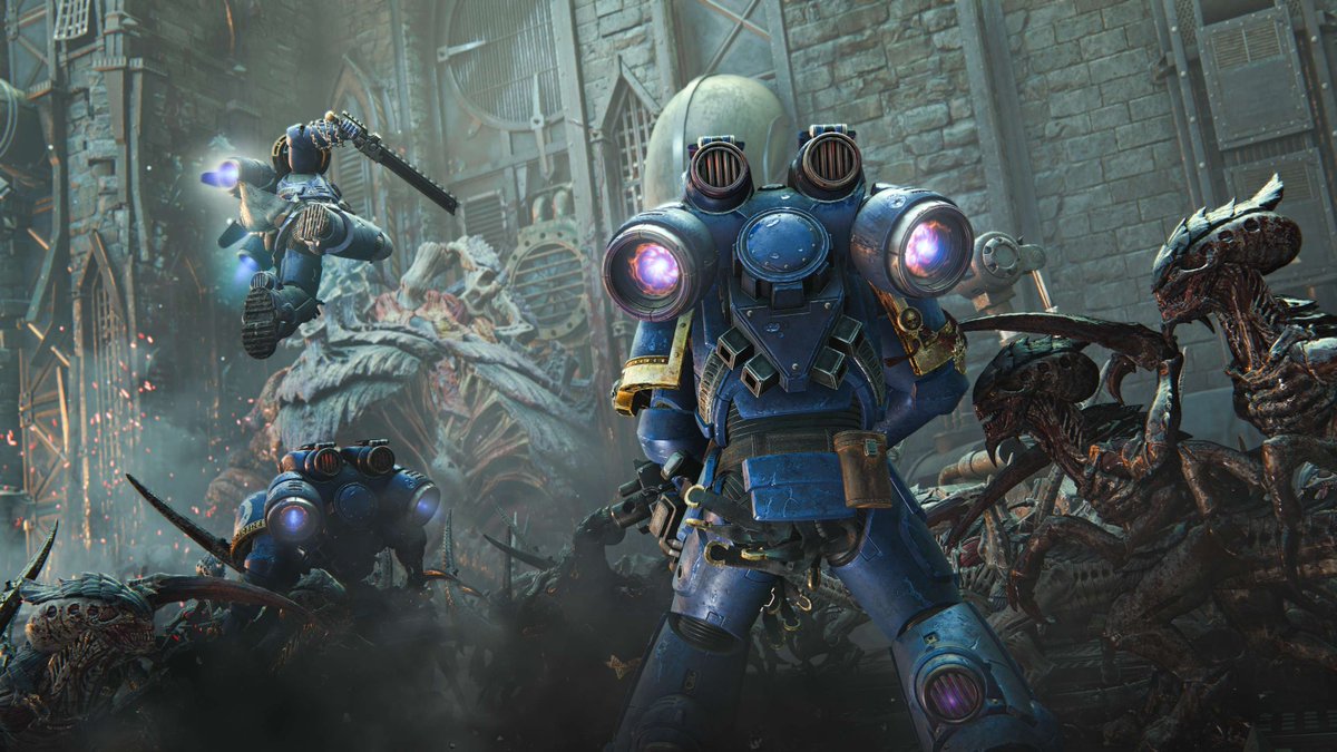 Focus_entmt's tweet photo. May your day be blessed by the Emperor with these #SpaceMarine2 screenshots 🙏 https://t.co/EBMiVbeqpe