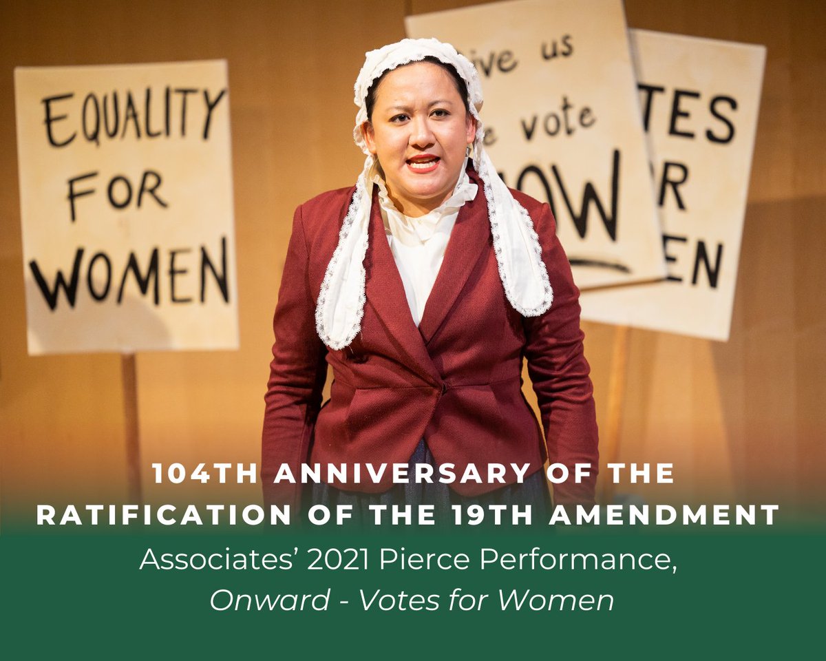 AssociatesBPL's tweet photo. On this 104th anniversary of the ratification of the 19th Amendment, we reflect on the efforts of the extraordinary women who fought for the right to vote. The Associates honored the 100th anniversary of the event by producing "ONWARD," a powerful play by @LisaJRafferty 💪 https://t.co/Ga3OfZBsPS