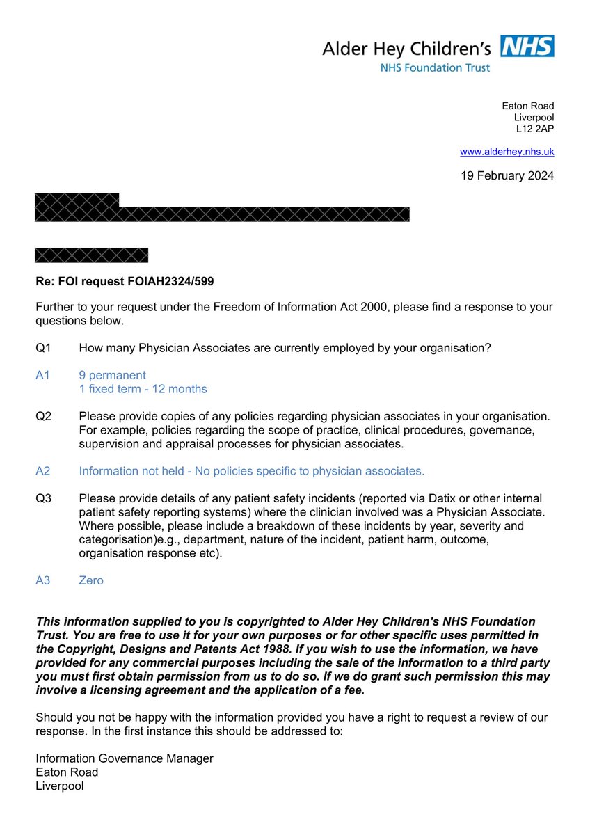 iDrSunny's tweet photo. But, according to @AlderHey , within the last 5 years or more that they have had PAs. With 10 PAs hired 

Guess how many Significant incidences or NEs they’ve had pertaining to PAs? 

That’s right folks 0. Nada 

Whilst having no SOPs or policies in place 

Tell you what - these PAs are better than their consultants. 

Get rid of the consultants I say. 

Could it be that:

1) these SIs are getting brushed under the carpet 
2) being logged under doctors

I would bet £100k to anyone that would suggest otherwise. 

This is what systematic covering up looks like. 

Far far far worse than Post Office scandal