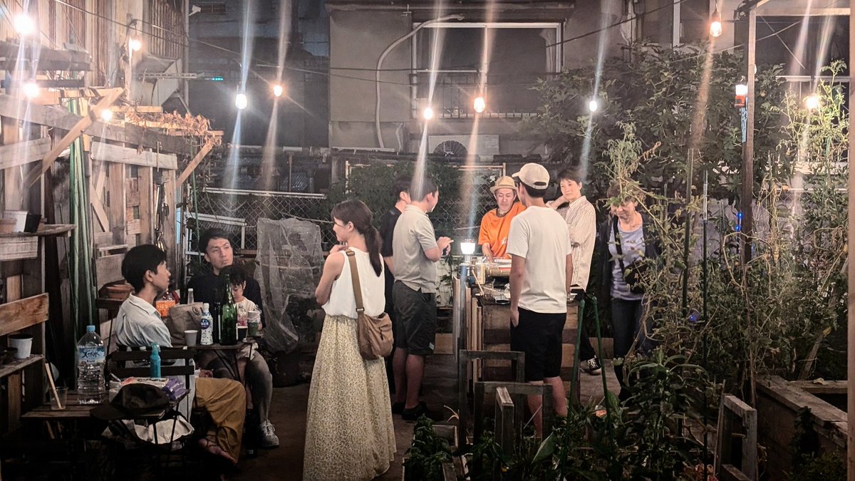 活動DAY後のそうめんパーティー！

やっぱり、ライトアップされた夜のいちばたけもいい感じ〜
これからもっと気持ちよくなる季節ですね。