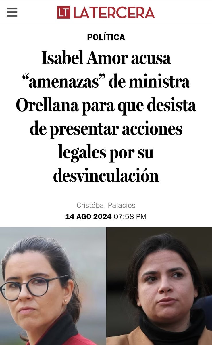 aldunatefran's tweet photo. @contimartinez @totiorellana "Canales institucionales para ser resueltas"...ok. Entonces por qué su super ministra anda amenazando a #IsabelAmor si ella recurre a esos mismos canales institucionales? 🤔 https://t.co/U9qKoAzdnl