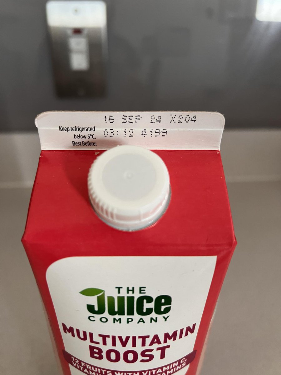 PhilMorrison94's tweet photo. @AldiUK Hi Aldi team, I purchased this juice from you last week, and when I came to drink it, the whole carton has expanded and the Juice inside has oxidised and gone off. Any help appreciated! https://t.co/wdIjgM7p5J